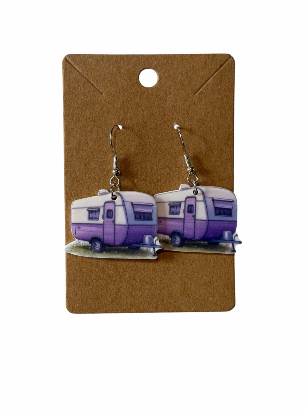 Purple Camper Trailer Dangle Earrings for Women